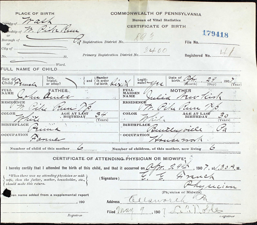 birth certificate